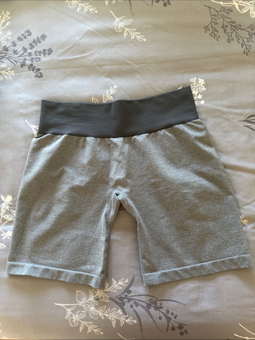 NVGTN Gray Bike Shorts with Black High Waistband